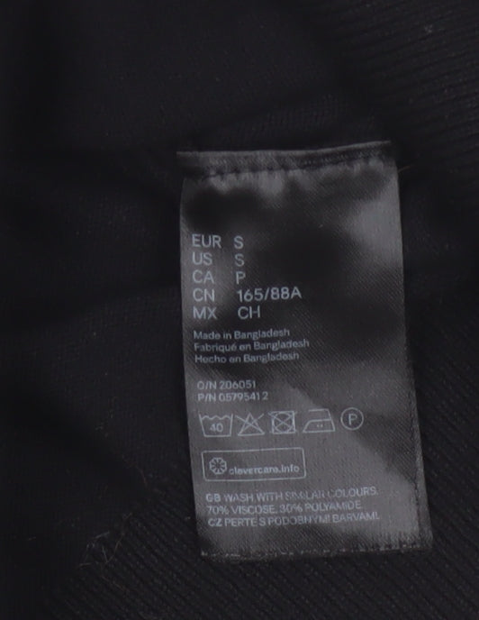 H&M Women Black S Button Front Crew Neck Knit Cardigan