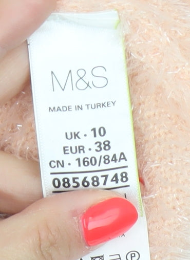 M&S Limited Edition Women’s Pink Glitter Fluffy Knit Jumper UK 10