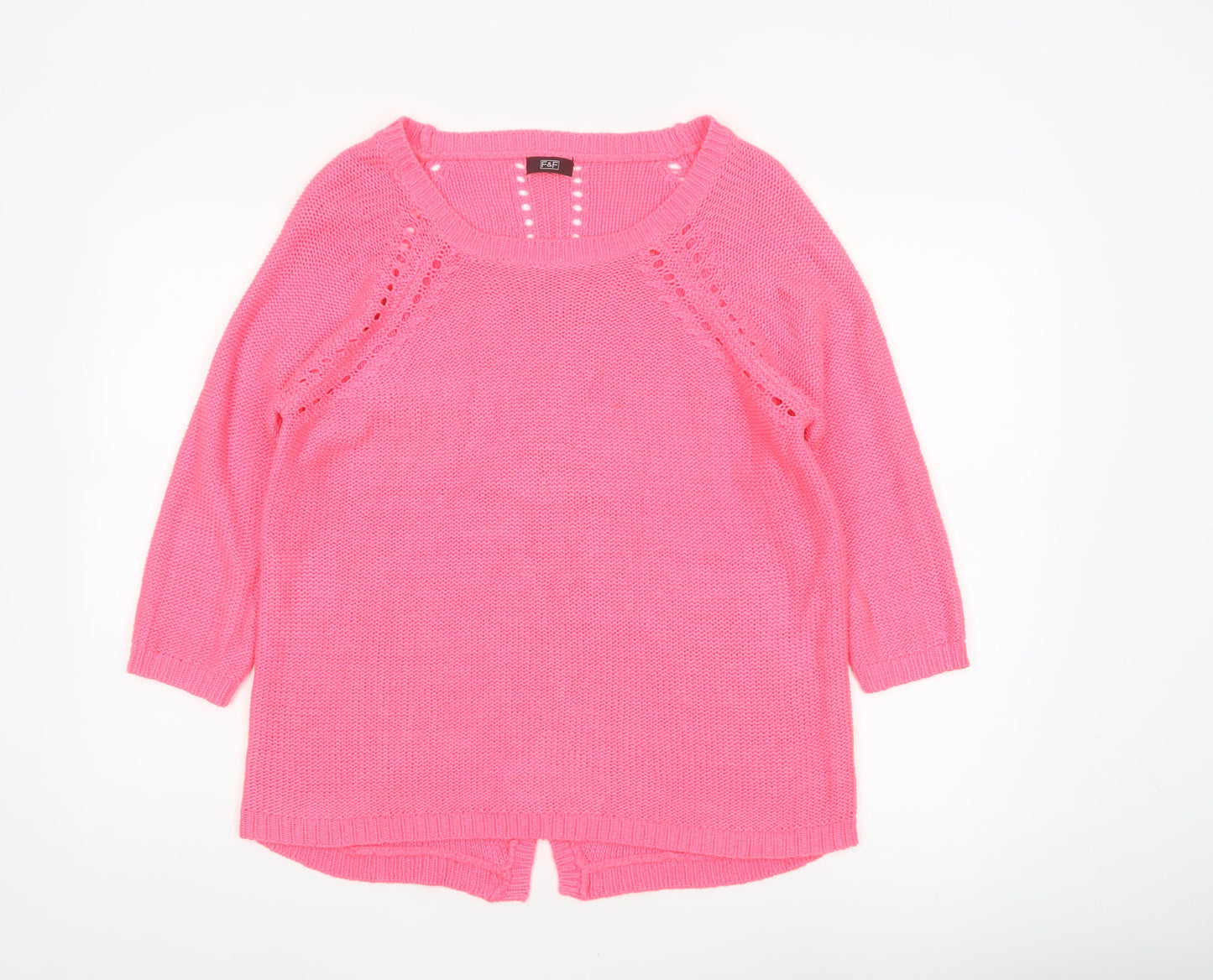 F&F Women’s Pink Size 16 Chunky Knit Raglan Tunic Jumper