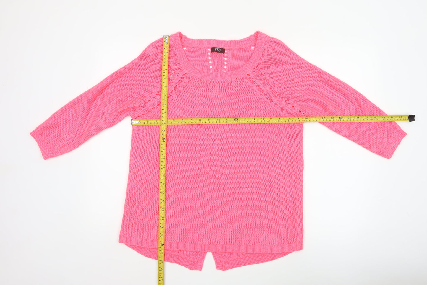 F&F Women’s Pink Size 16 Chunky Knit Raglan Tunic Jumper