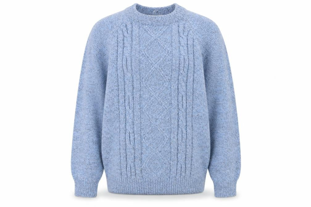 Damart Women’s Blue Cable Knit Round Neck Jumper UK 14