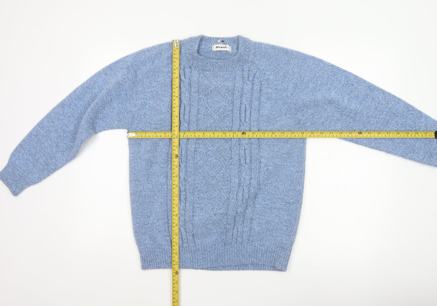 Damart Women’s Blue Cable Knit Round Neck Jumper UK 14