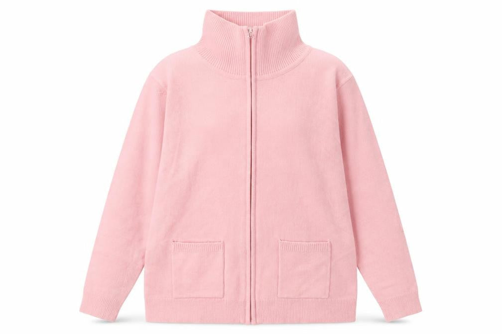 Damart Women Pink UK 18 Full Zip High Neck Knit Cardigan