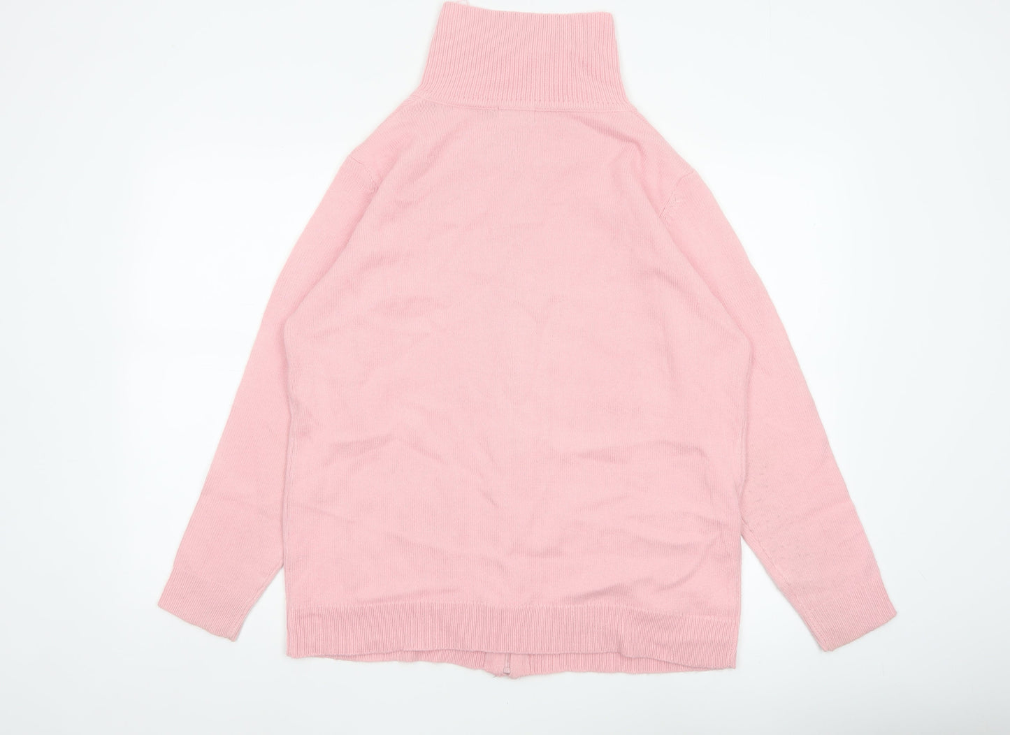 Damart Women Pink UK 18 Full Zip High Neck Knit Cardigan