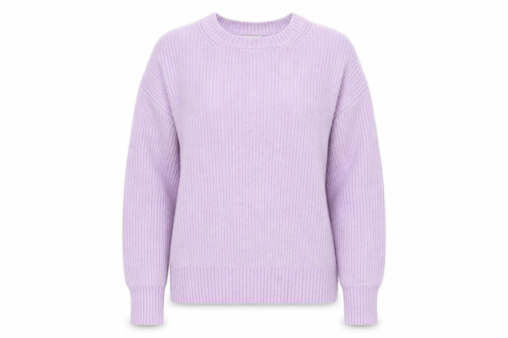 Marks & Spencer Women Purple M Rib Knit Crew Neck Pullover Jumper