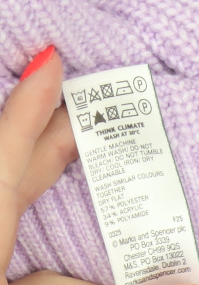 Marks & Spencer Women Purple M Rib Knit Crew Neck Pullover Jumper