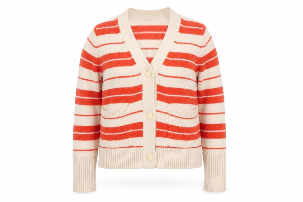 Autograph Women’s Multicoloured UK 10 Striped V-Neck Mohair Blend Cardigan