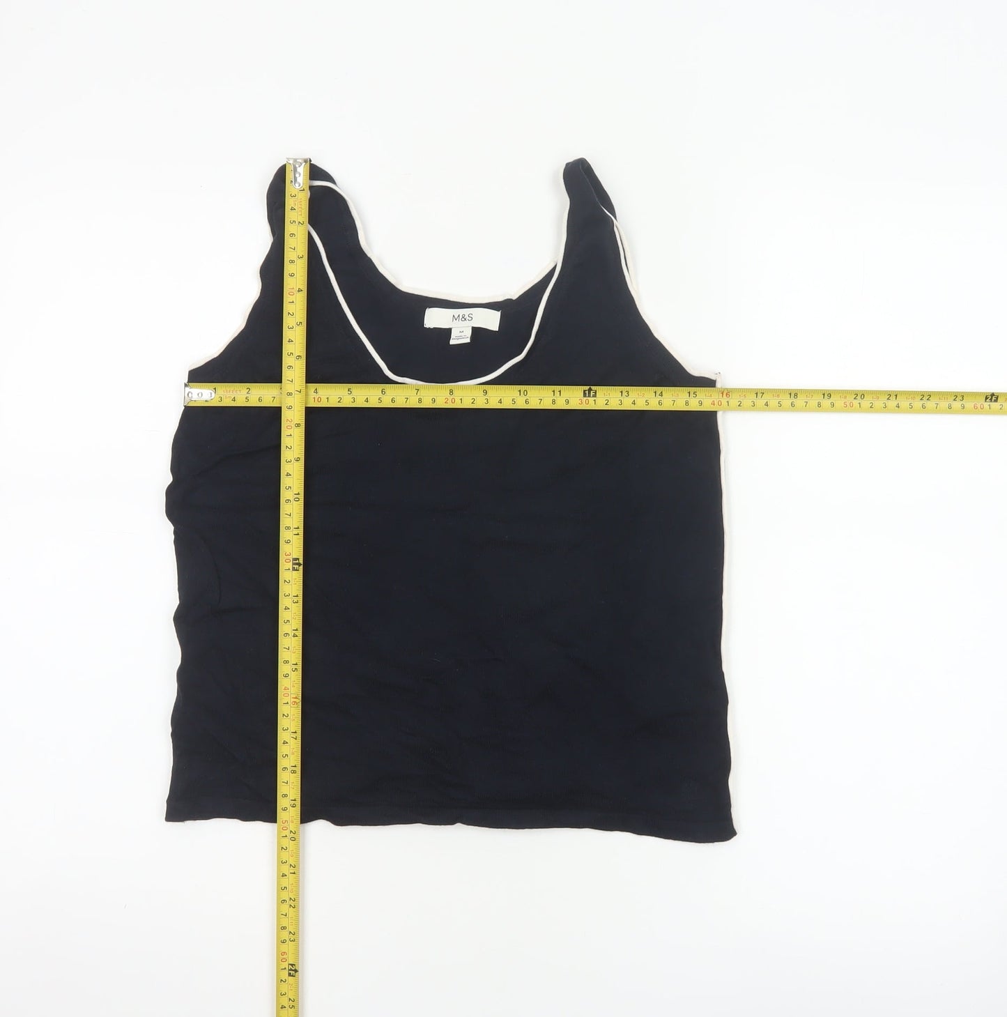 Marks and Spencer Women Black M Tank Top Contrast Trim Stretch