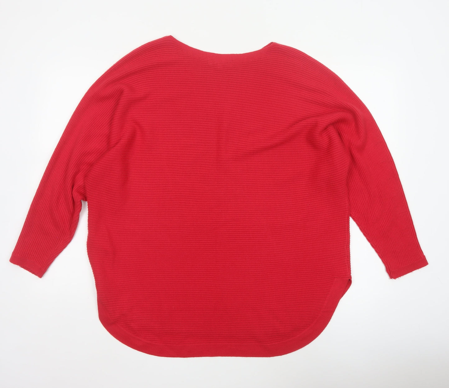 The Collection Debenhams Women Red Size 18 Rib Knit Boat Neck Jumper