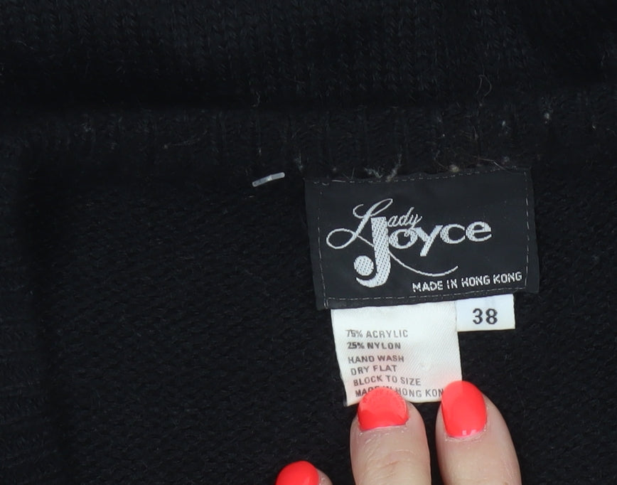 Lady Joyce Women’s Black 38 Vintage Sequin Butterfly V-Neck Jumper