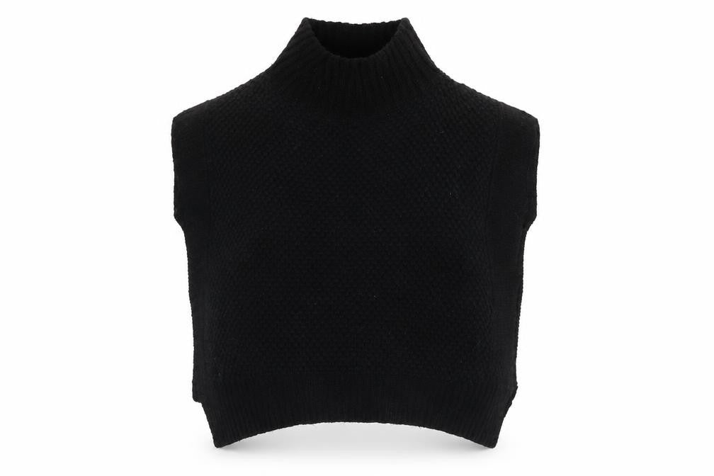 BHS Women Black M Sleeveless High Neck Knit Jumper Vest