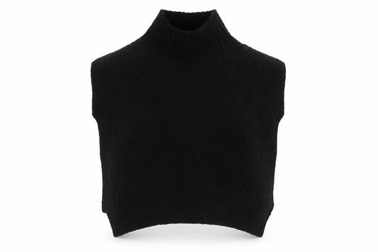BHS Women Black M Sleeveless High Neck Knit Jumper Vest