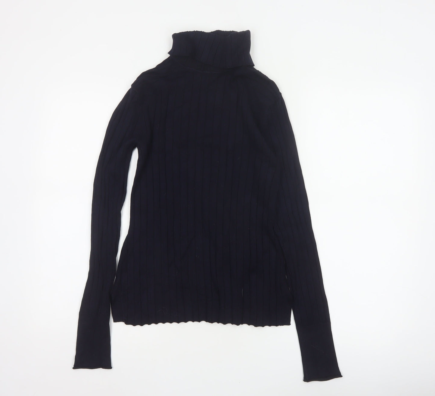 River Island Women Black UK 12 Ribbed Roll Neck Pullover Jumper