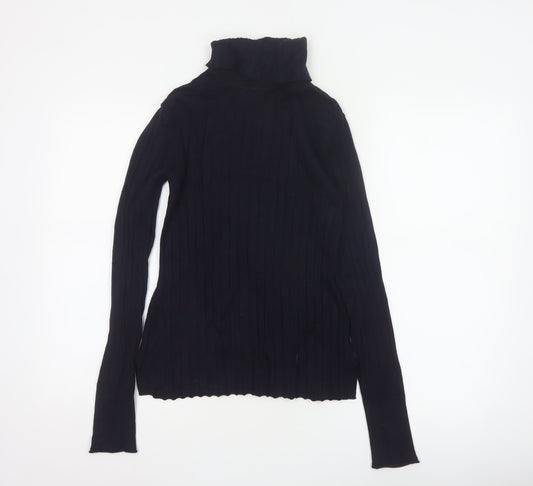 River Island Women Black UK 12 Ribbed Roll Neck Pullover Jumper