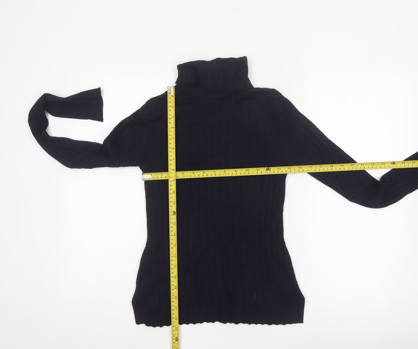 River Island Women Black UK 12 Ribbed Roll Neck Pullover Jumper