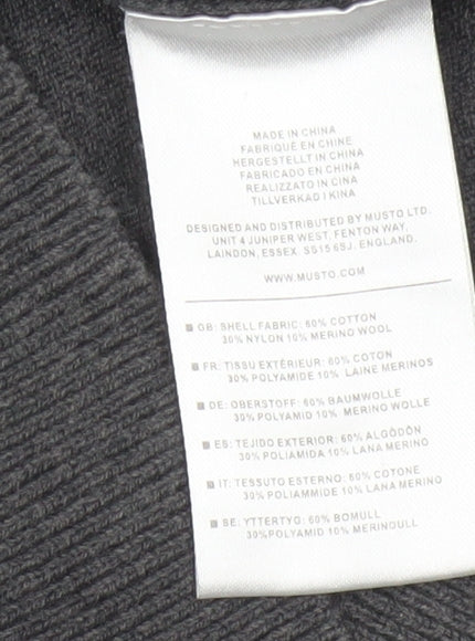 Musto Men’s Grey Small V-Neck Cotton Merino Knit Pullover Jumper