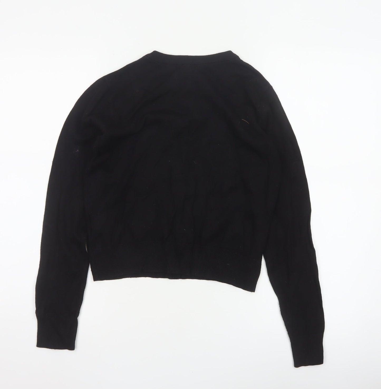 H&M Women Black Size S Button Up Crew Neck Knit Cardigan