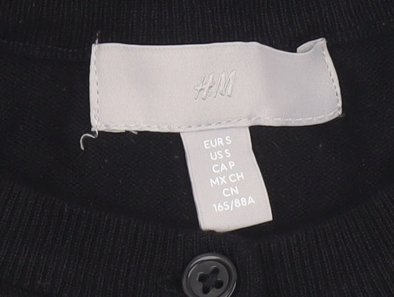H&M Women Black Size S Button Up Crew Neck Knit Cardigan