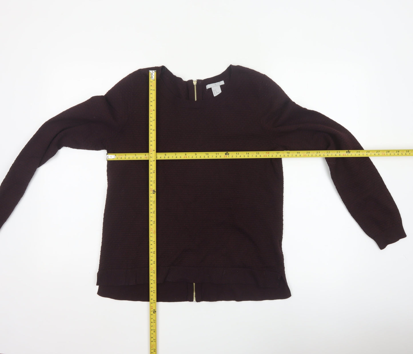 H&M Women’s Brown UK 12 Full Zip Knit Jumper Long Sleeve