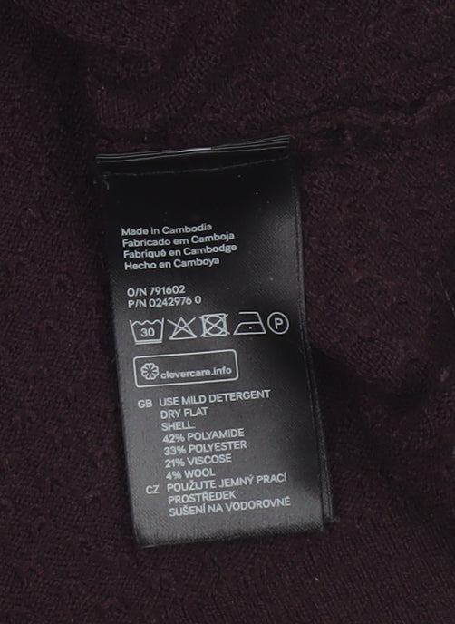 H&M Women’s Brown UK 12 Full Zip Knit Jumper Long Sleeve