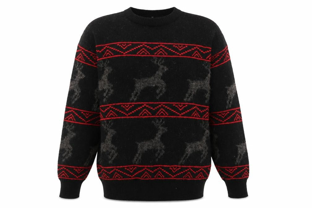 Blitz Sport Wear Men’s Black XL Reindeer Fair Isle Knit Jumper