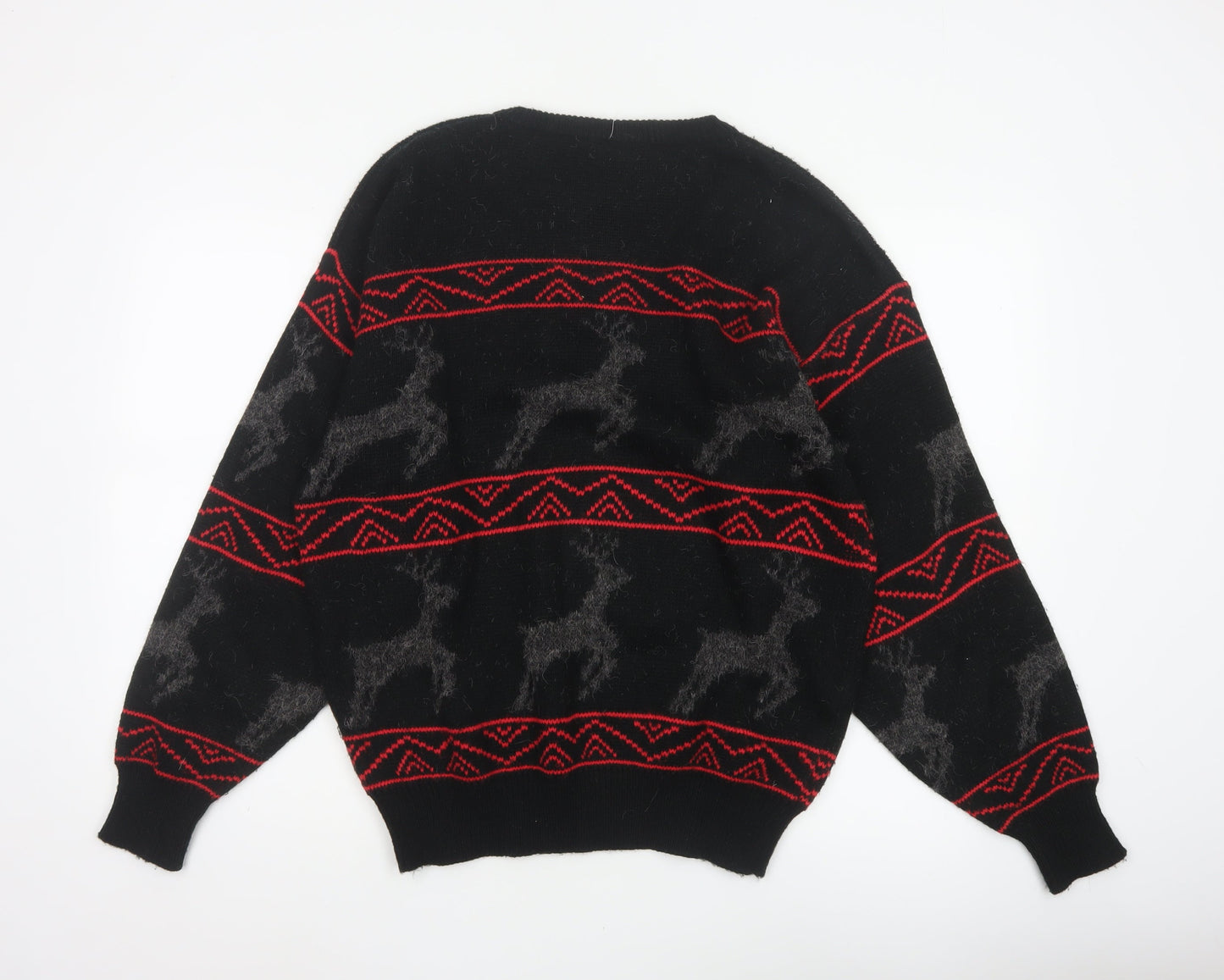 Blitz Sport Wear Men’s Black XL Reindeer Fair Isle Knit Jumper