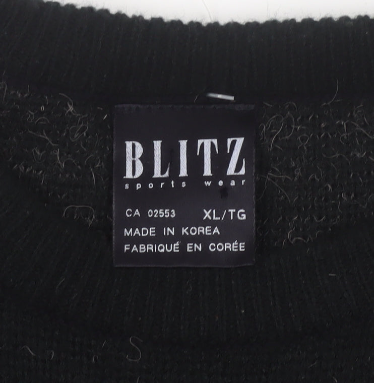 Blitz Sport Wear Men’s Black XL Reindeer Fair Isle Knit Jumper