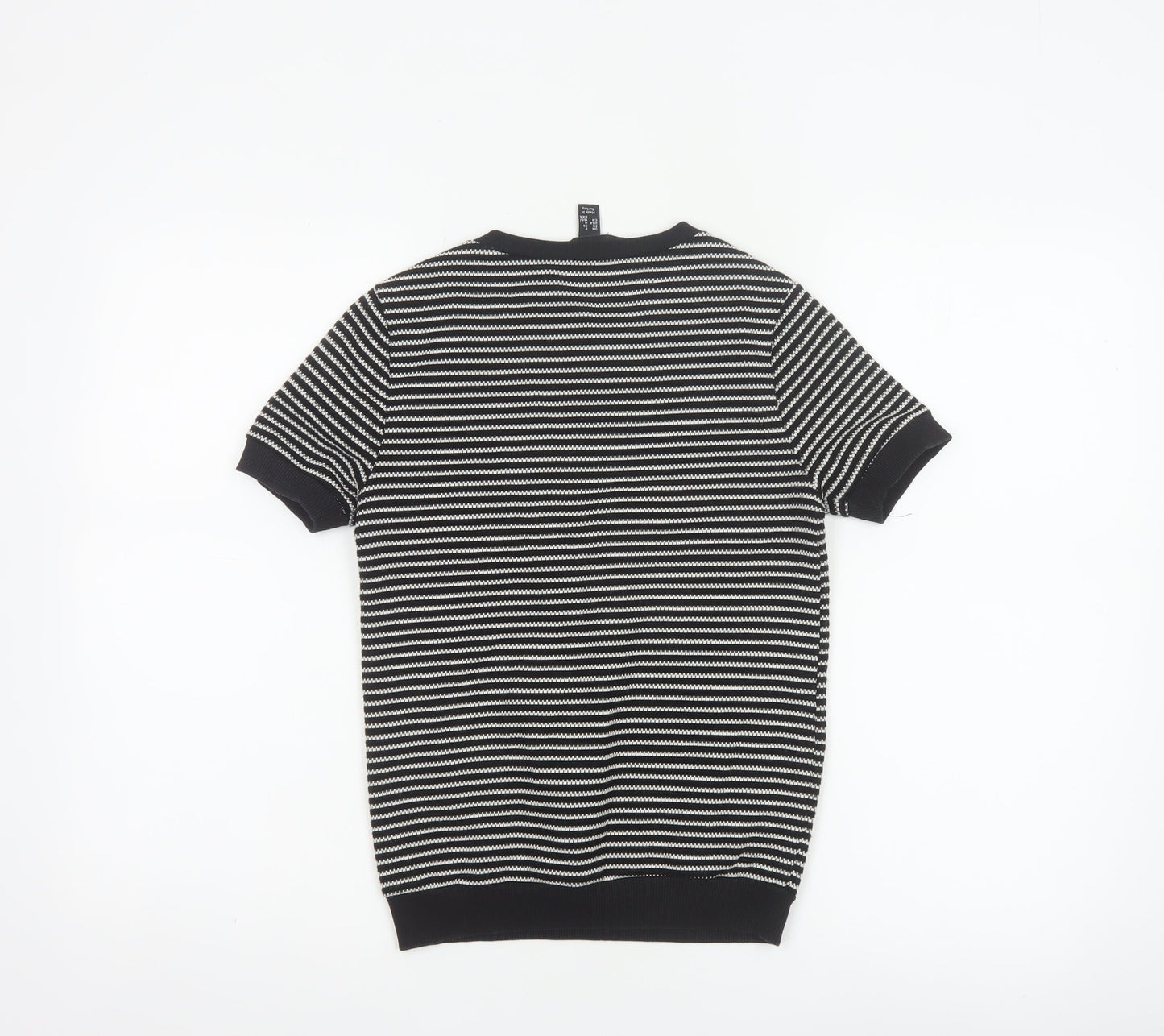 New Look Women’s Black White Striped Jersey T-Shirt UK 8 Short Sleeve