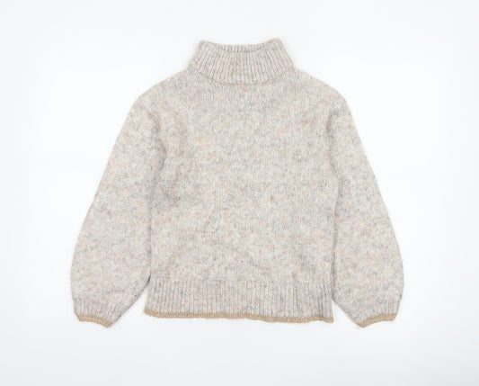 Dorothy Perkins Women’s Beige Petite UK 6 Roll Neck Glitter Jumper