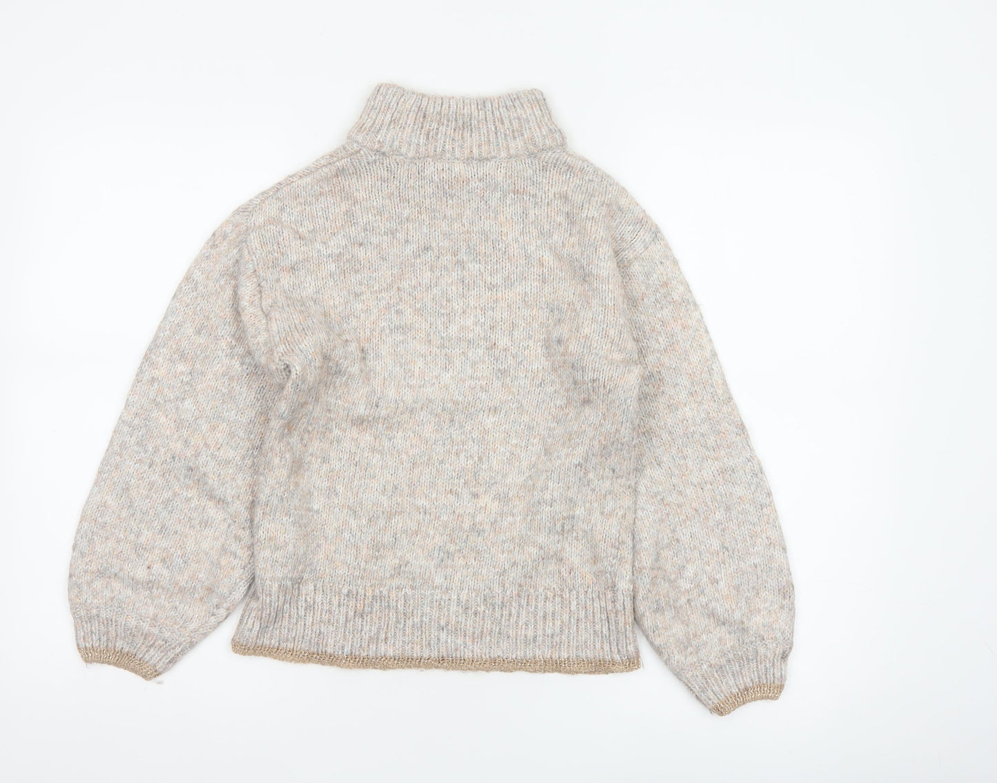 Dorothy Perkins Women’s Beige Petite UK 6 Roll Neck Glitter Jumper