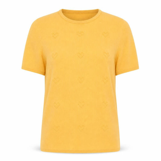 TP Women's Yellow Size 14 Rib Knit Floral Short Sleeve T-Shirt