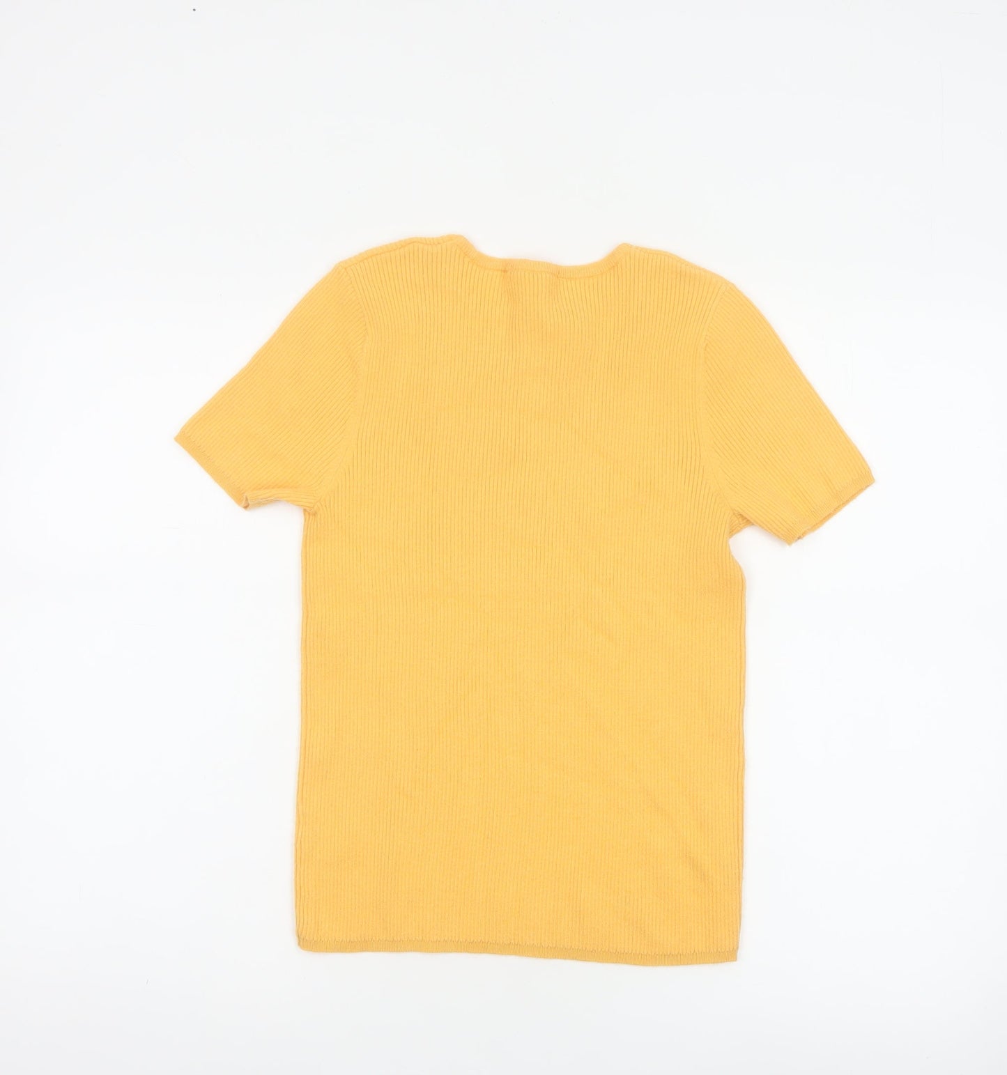 TP Women's Yellow Size 14 Rib Knit Floral Short Sleeve T-Shirt