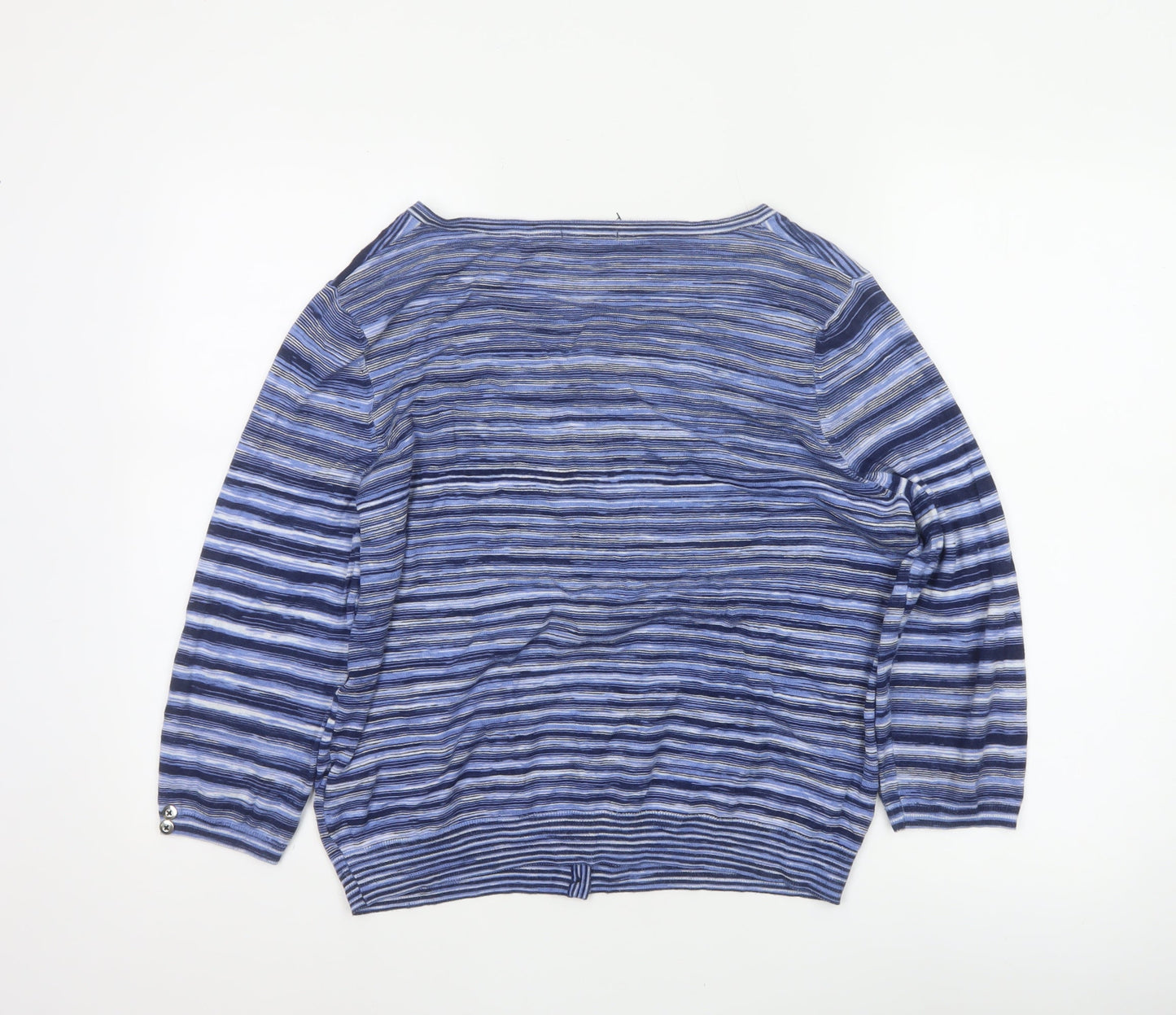 TU Women's Blue Striped Button Cardigan Size 16 Long Sleeve Knit