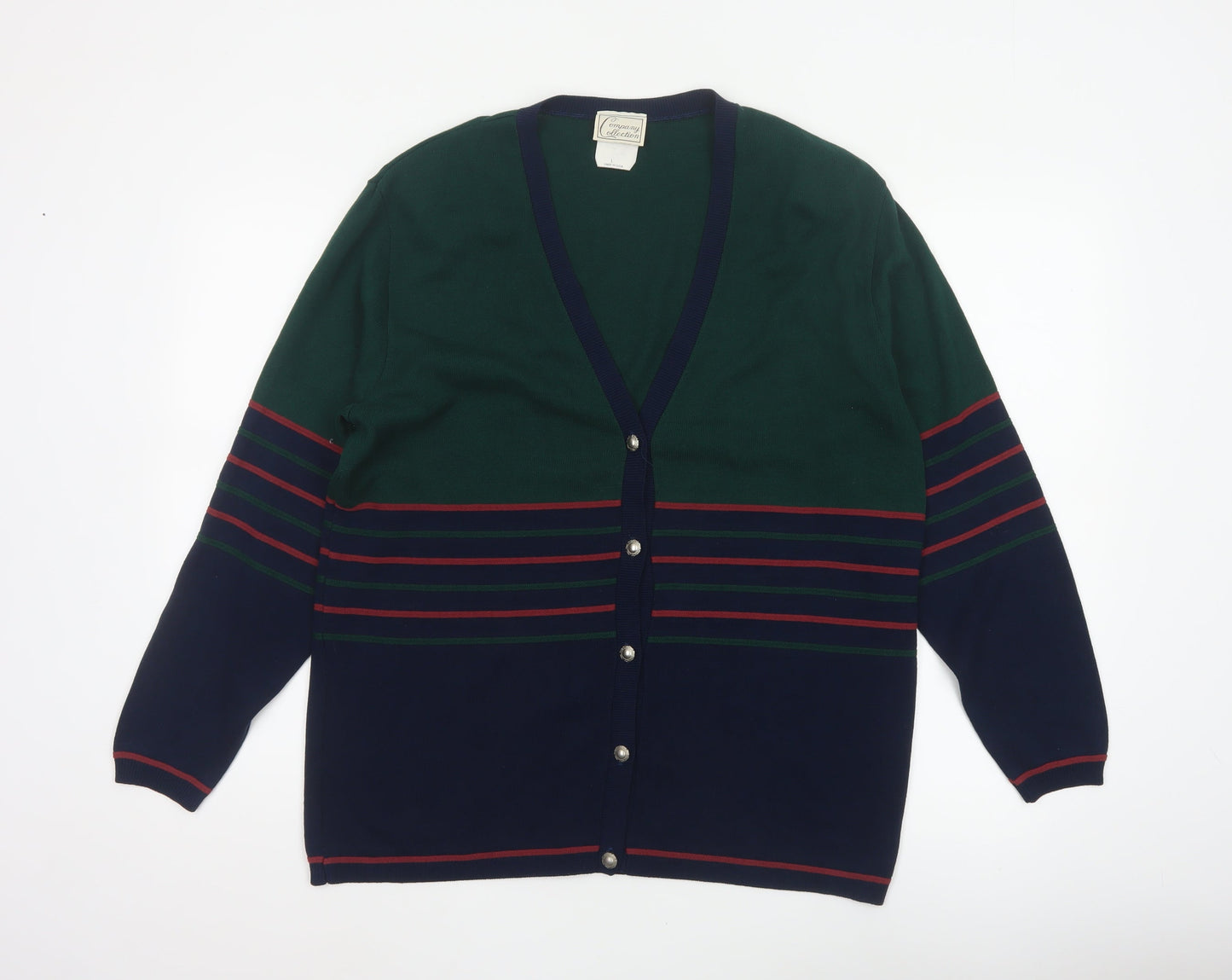 Company Collection Men’s Multicoloured L V-Neck Striped Acrylic Cardigan