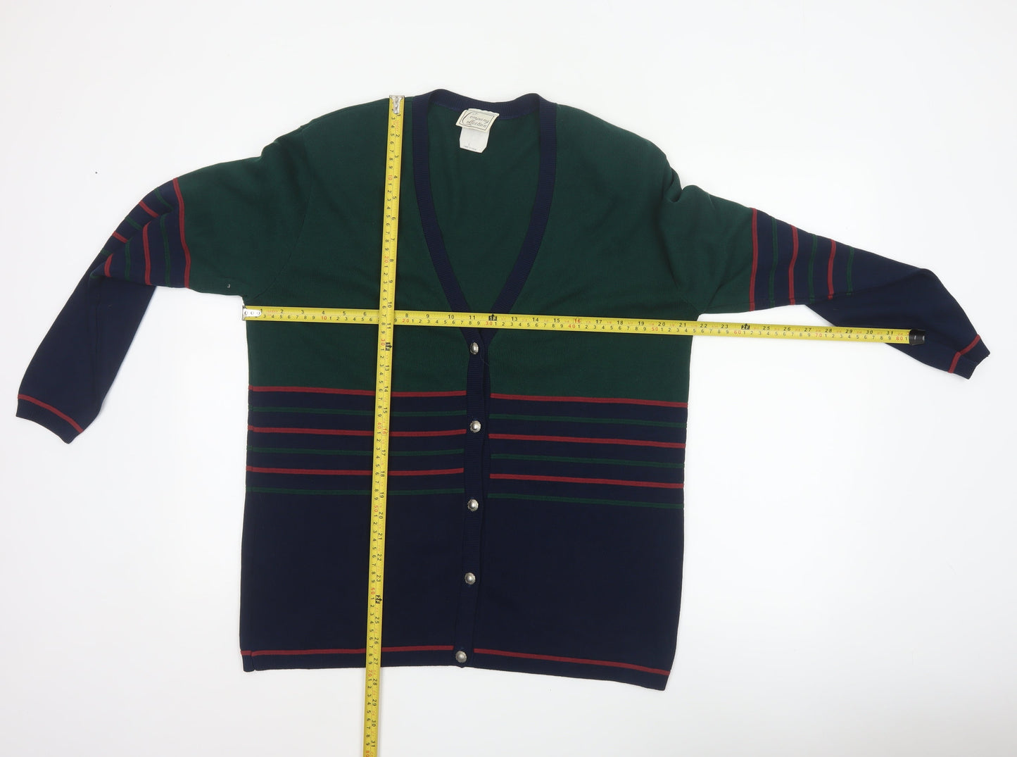 Company Collection Men’s Multicoloured L V-Neck Striped Acrylic Cardigan
