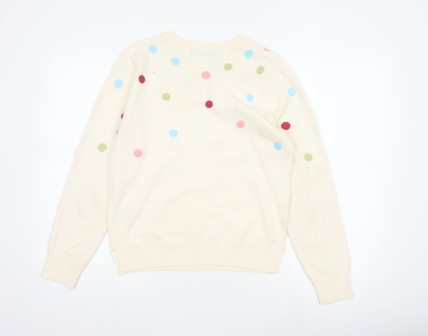 Marks and Spencer Women Ivory Polka Dot Knit Jumper UK 10 Crew Neck