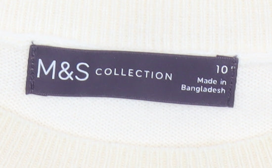 Marks and Spencer Women Ivory Polka Dot Knit Jumper UK 10 Crew Neck