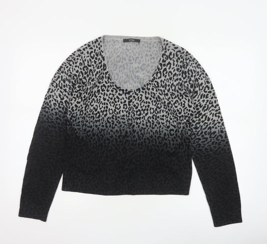 George Women’s Grey Black Leopard Print Scoop Neck Jumper UK 14