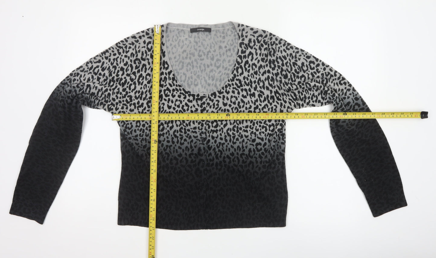 George Women’s Grey Black Leopard Print Scoop Neck Jumper UK 14