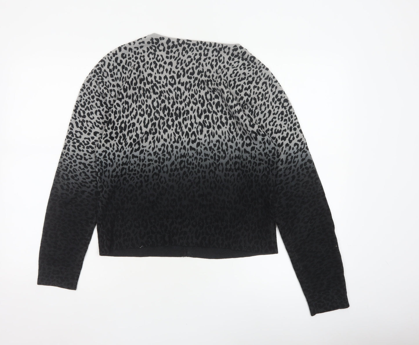 George Women’s Grey Black Leopard Print Scoop Neck Jumper UK 14