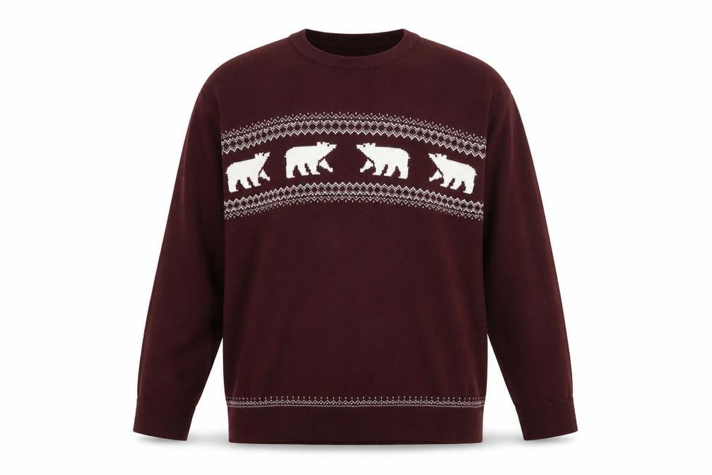 Marks & Spencer Men's Brown 2XL Polar Bear Fair Isle Knit Pullover Jumper