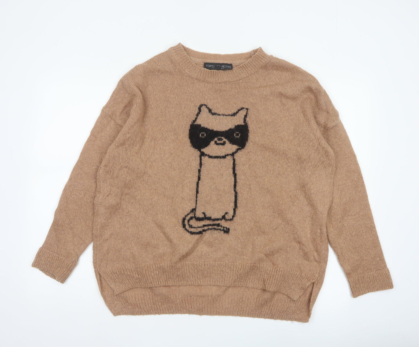 Topshop Petite Women’s Brown Cat Mohair Blend Knit Jumper UK 10