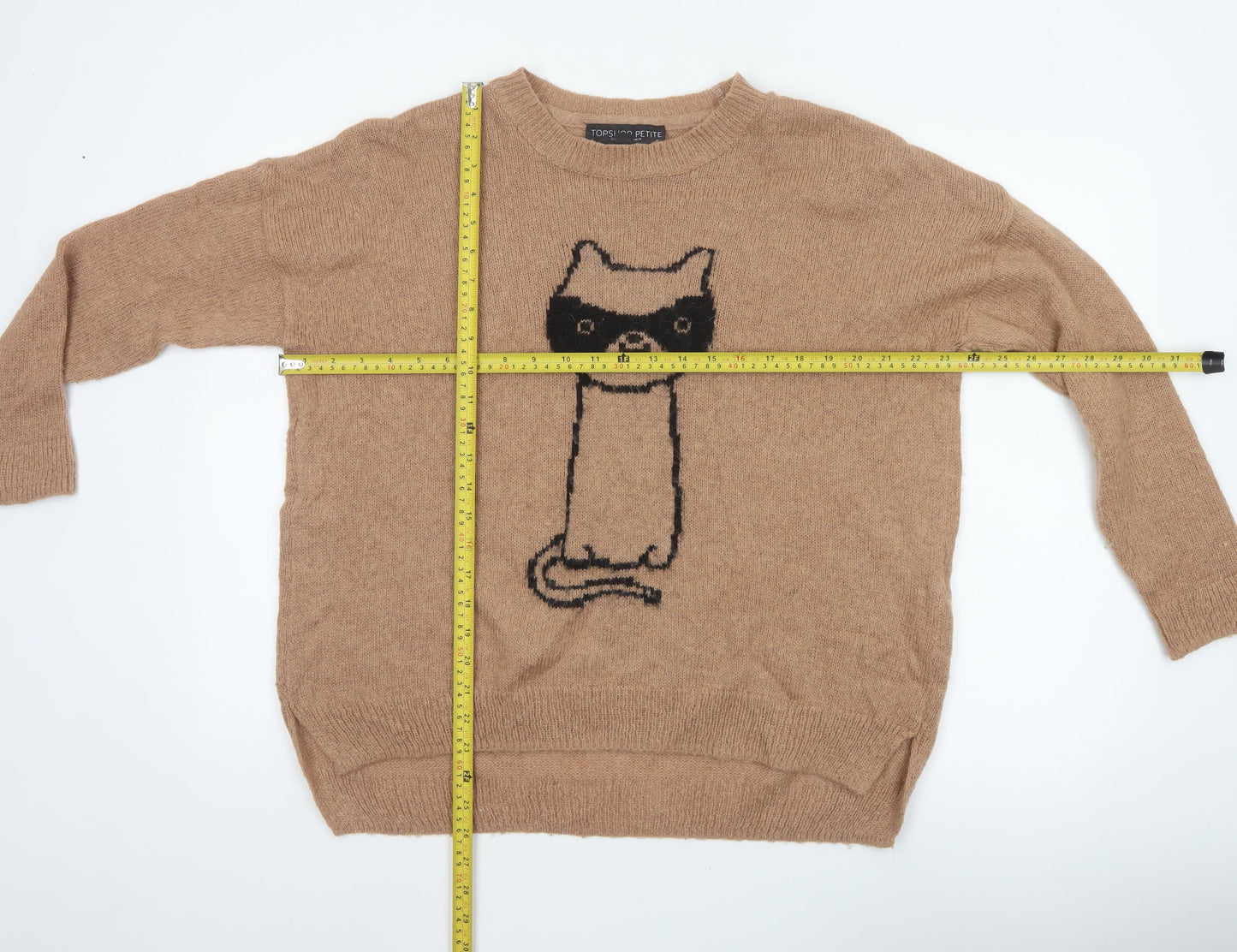 Topshop Petite Women’s Brown Cat Mohair Blend Knit Jumper UK 10