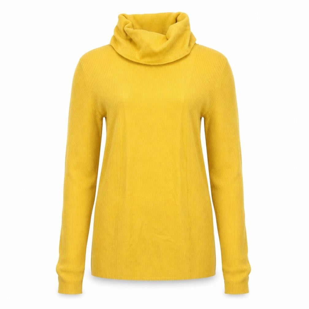 Création L Women Yellow Roll Neck Knit Jumper UK 10 Cotton Viscose