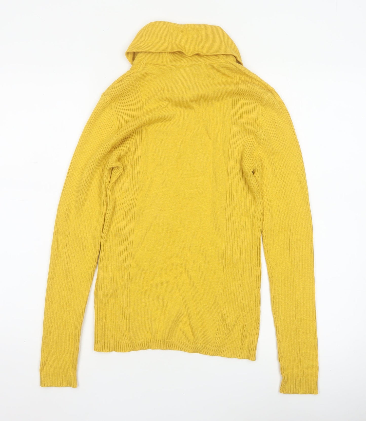 Création L Women Yellow Roll Neck Knit Jumper UK 10 Cotton Viscose