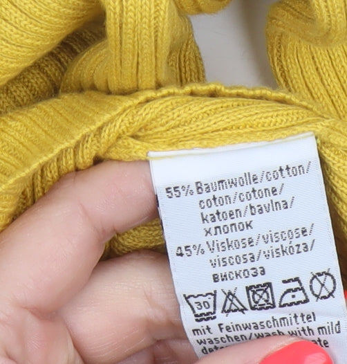 Création L Women Yellow Roll Neck Knit Jumper UK 10 Cotton Viscose