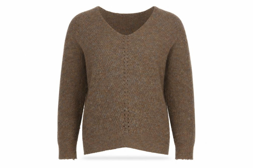 Joe Browns Women’s Brown Wool Blend V-Neck Jumper UK 12