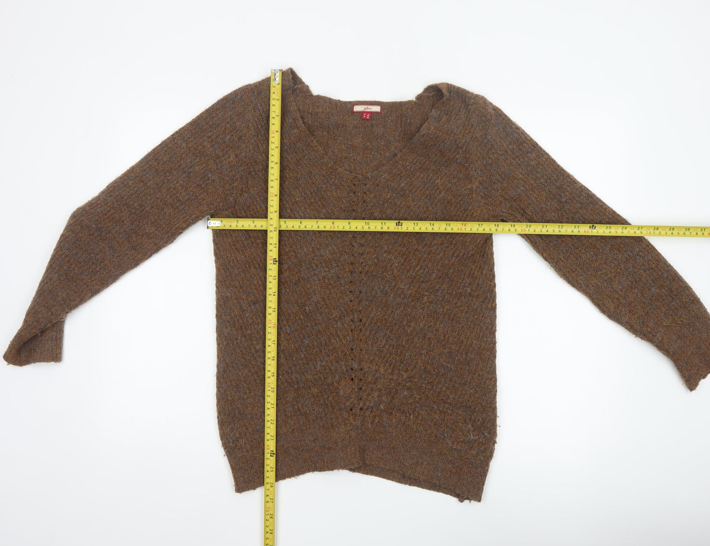 Joe Browns Women’s Brown Wool Blend V-Neck Jumper UK 12