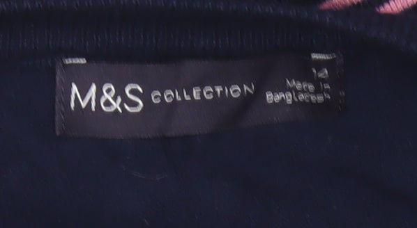 Marks and Spencer Women’s Blue Pink Striped Button Cardigan Size 14