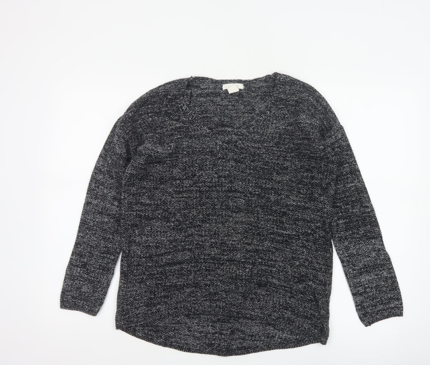 H&M Conscious Women Black Marl Open Knit Cardigan XS Long Sleeve
